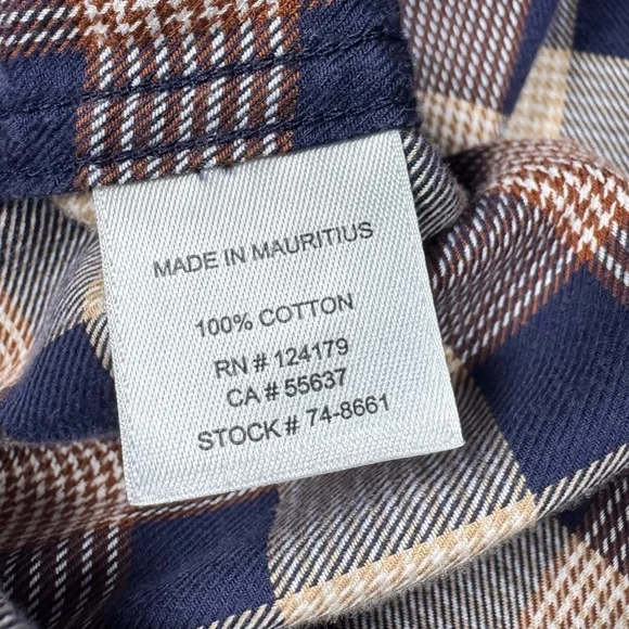 Johnston & Murphy Men’s Long Sleeve Button Down Navy Brown Plaid Mens XL - Picture 7 of 10